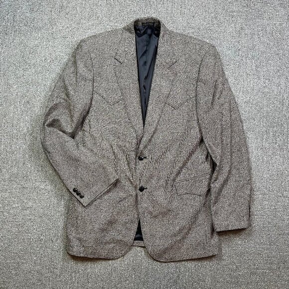 Circle S 100% Silk Grey Western Cowboy Suit Jacket Size 42 Long - Picture 1 of 5